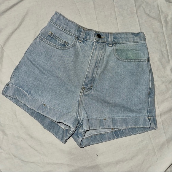 American Apparel Pants - American Apparel Light Blue High Waist Light Wash Denim Shorts